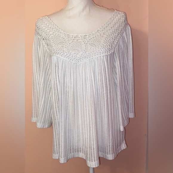 New Directions Ladies Boho Blouse in White Size Small - Picture 2 of 6